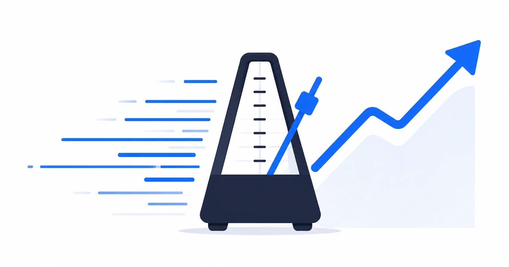 Metronome speed training illustration showing tempo progress for musicians